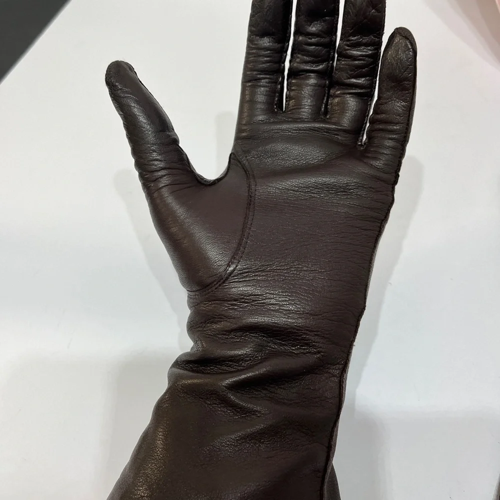 Vintage 100% Silk Brown Gloves women’s 7 1/2 Made in Italy